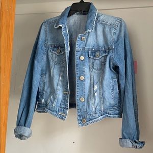 American Eagle Distressed Denim Crop Jacket